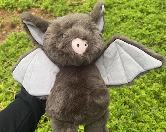 Cute Bat Plush, Goth Stuffed Animal, Spooky Cuddly Bat Toy, Kawaii Halloween Plushie, Gothic Nursery Decor, Unique Creature Gift