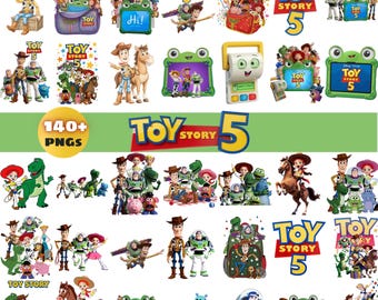 140+ Toy Story 5 Charaktere Bundle PNG, Woody Buzz Jessie Digital Clipart, Du hast einen Freund in mir, Sofort-Download
