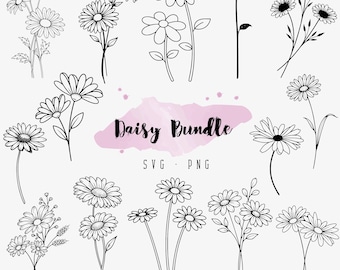 Pakiet Daisy SVG: pliki wycinane z kwiatami dla Cricut (do pobrania cyfrowego), PNG