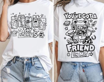 Zwei Seiten Neues Cartoon-Spielzeug und Freunde 5 Charakter-Svg Png, Sie haben einen Freund in mir Png, Karikatur-Spielzeug-Freunde Png, trendigen Jungen-Design Png