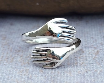 Anello Abbraccio In Argento Sterling 925: Anello Da Mano Amicizia E Amore - Italia - Foto 8