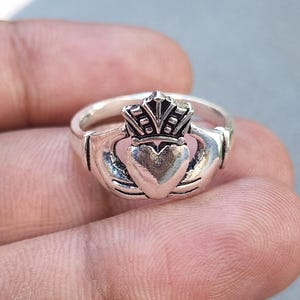 Sterling Silver Claddagh Ring, Irish Promise Ring, Love & Friendship