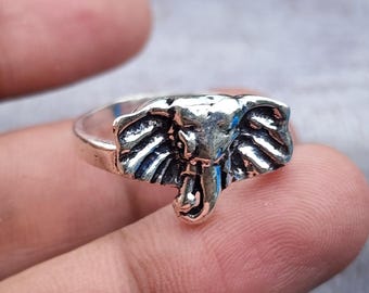 Anillo de elefante de plata de ley / Joyería bohemia ajustable con diseño de animales