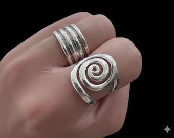 Sterling Silver Spiral Ring - Handmade Minimalist Swirl Jewelry