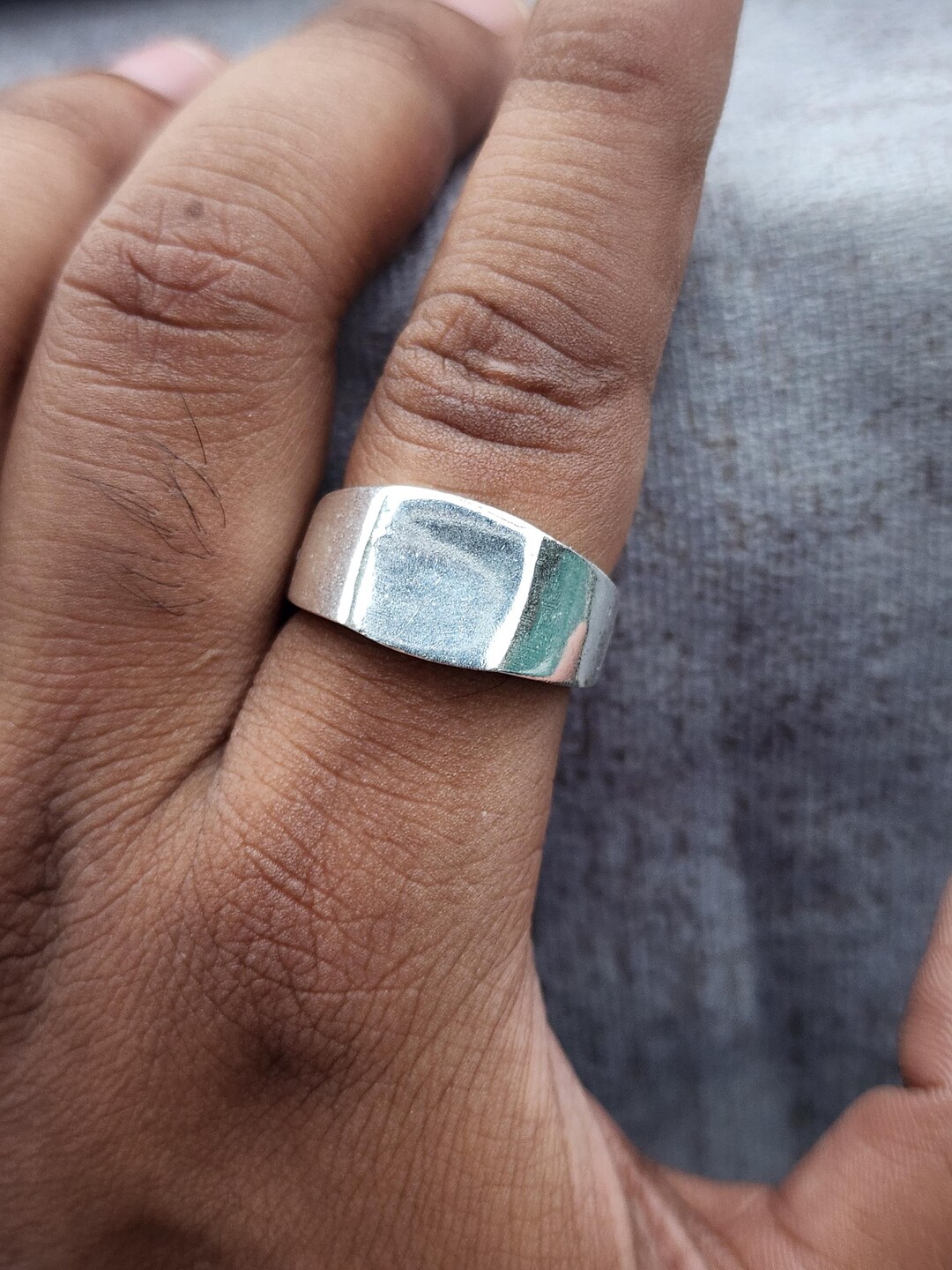 925 Sterling Silver Wide Band Ring | Unisex Thumb Ring - Etsy