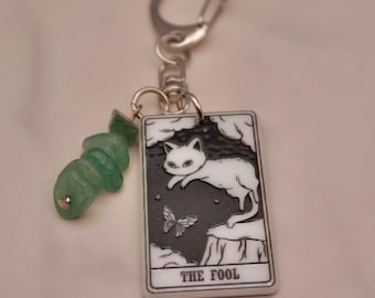 Colección de llaveros de tarot de gatos — Amuletos de los Arcanos Mayores de cristal