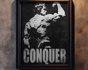 Arnie Conquer Gym Print: Motivational Bodybuilding Decor