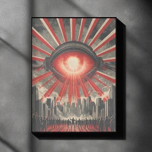 All Seeing Eye Industrial Art: Dystopischer Hipster City Plakatdruck