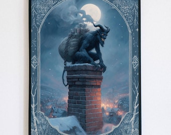 Krampus Stealing Presents: Moonlit Gothic Christmas Print