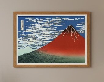 Red Fuji Poster: Katsushika Hokusai Japanese Print From 1833 - Etsy