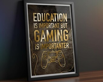 Impressão com citação engraçada sobre jogos: Arte de parede com tipografia para gamers