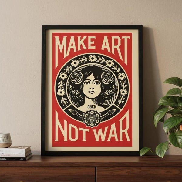 Make Art Not War-poster: vintage protestprint | Retro feministisch gewaagd grafisch ontwerp