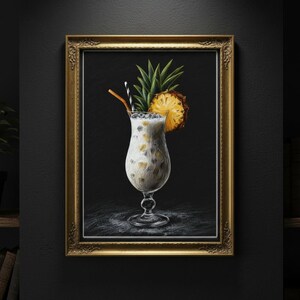 Piña Colada Cocktail Wall Art | chalkboard style Tropical Drink Print | Stylish Bar & Kitchen Artwork