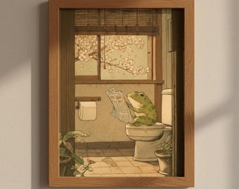 Oriental Frog on the Bog: Traditional Japanese Toilet Print