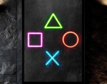 Poster met gamebedieningsknoppen: epische gameroomprint