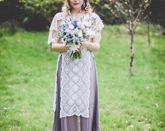 Lace Wedding Dress, boho wedding dress, Bohemian Bridal Dress, Crochet Lace Dress, Beach Wedding Dress, woodland wedding dress