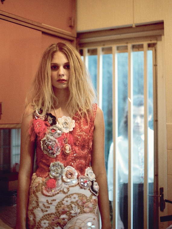 Crochet dress coral dress crystal embellished dress crochet Etsy