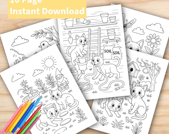 Cute Cat Coloring Pages for Kids – 20 Page Mega Bundle | Cats & Cats in ...