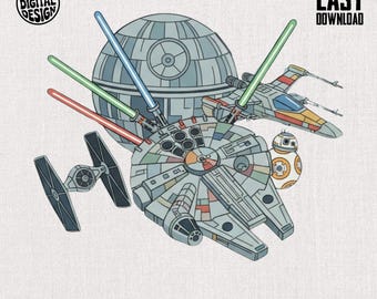 Sci-fi inspirierte Raumschiffe Clipart, PNG (digitaler Download)