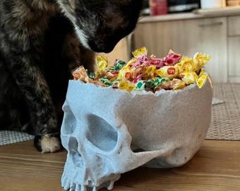 Realistic Skull Candy Bowl 3D Print STL – Creepy Halloween Skull Decoration/Spooky Candy Holder for Halloween Parties & Haunted House Props