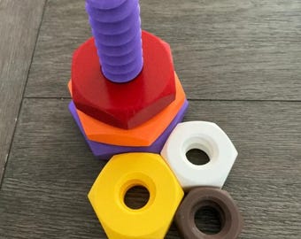 Nuts  Bolt Montessori Toy | Colorful Stacking Toy for Toddlers | Fine Motor Skill Development | Educational Screw & Nut Set for Kids