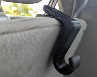 Car Seat Headrest Hook – 3D Printed Bag Hanger for Car, Universal Seat Back Hook for Handbags, Grocery Bags & Accessories