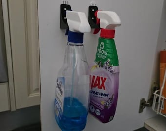Spray Bottle Holder STL – Simple Wall-Mount Spray Rack, Easy Support-Free 3D Print for Kitchen & Garage Organization – Instant Download Now!