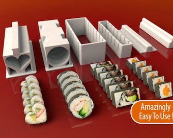 3D Druckbare Sushi Maker | Easy Home Sushi-Roller-Set | DIY Sushi-Pressform für Perfekte Rollen | Digitale STL Dateien für den 3D-Druck