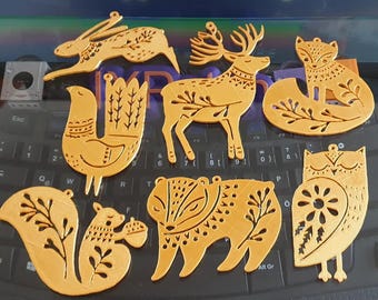 Woodland Animal Ornaments Set of 8 STL Files,Deer Fox Owl Rabbit Squirrel Bird Digital Download for Cricut,3D Printing Decor, Christmas Gift