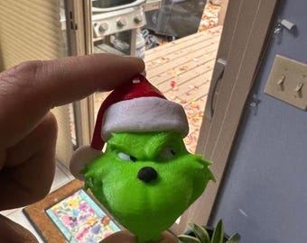 Grinch Christmas Ornament STL – Fun Multi-Color 3D Print File for MMU Printers, Holiday Tree Decoration Digital Download