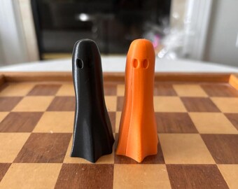 ハロウィンチェスセット – 3Dプリントされた不気味なチェスの駒、カボチャと幽霊をテーマにしたボードゲーム、ハロウィンパーティー用の収集価値のある季節の装飾品!!!