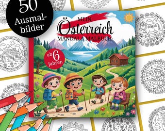 Austria Mandala Coloring Pages | 50 coloring pages + short texts | For children ages 4 and up | A4 PDF download for printing