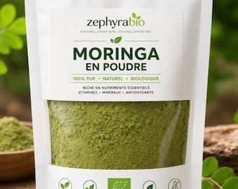 Polvo de moringa orgánica: superalimento para la salud y la vitalidad | Energía natural | Potentes antioxidantes
