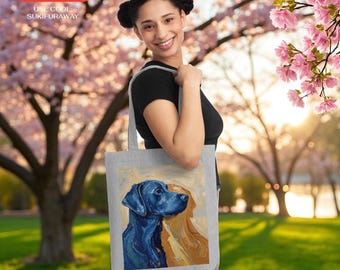 Hand-Painted Dog Woven Tote Bag: Eco-Friendly Shopper Gift