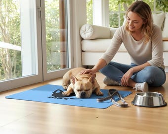 Tappetino personalizzato per cibo per animali domestici: poliestere resistente, supporto in neoprene antiscivolo