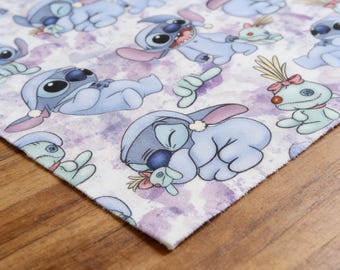 Tkanina z postaciami Disneya Tkanina do haftu Tkanina z motywem kreskówek Tkanina Lilo i Stitch Sprzedaż na pół jarda