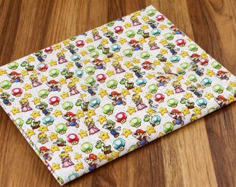 Klasyczny materiał do gier Retro Japan Arcade Games Fabric Tkanina bawełniana Tkanina Mario Tkanina Nintendo DIY Tkanina ręcznie robiona, sprzedawana na pół jarda