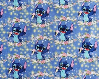 Tkanina z postaciami Disneya Tkanina do haftu Tkanina z motywem kreskówek Tkanina Lilo i Stitch Sprzedaż na pół jarda