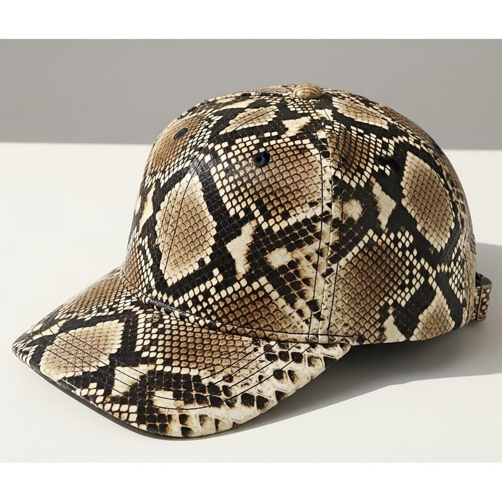 Python Snakeskin Leather Baseball Cap, Handmade Fashion Caps - Etsy