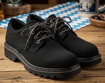 Men'n Bavarian Leather Boots, Oktoberfest Traditional Trachten German Leather Lace Up Shoes, Alpine Footwear