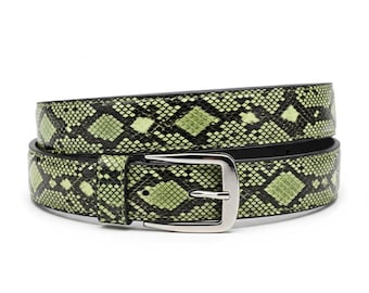 Luxury Python Embossed Leather Belt – Handmade Exotic Style Genuine Leather Belts for Men & Women