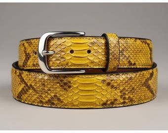 Luxury Python Embossed Leather Belt – Handmade Exotic Style Genuine Leather Belts for Men & Women