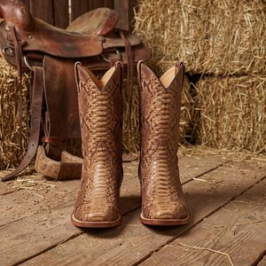 LUXEBRO Handmade Python Embossed Leather Western Boots | Snake Print Cowboy Boots Men Snakeskin Boot