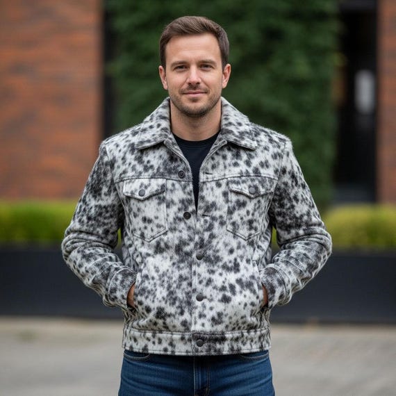 Cow Hide Cow Print Jacket Mens Men's Western Cowhide Leather