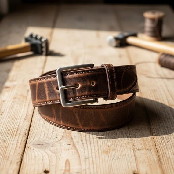 handmade leather dress belts for men Artisan Handcrafted Skinny Thin Leather Belts