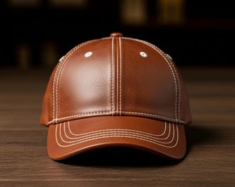 Brown Vintage Leather Baseball Cap Handmade Real Cowhide Adjustable Caps Unisex
