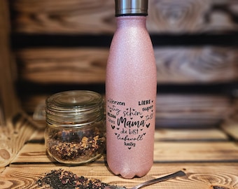 Mom gift Christmas, personalized drinking bottle, gift for coffee lovers, gift for tea lovers, glitter gifts