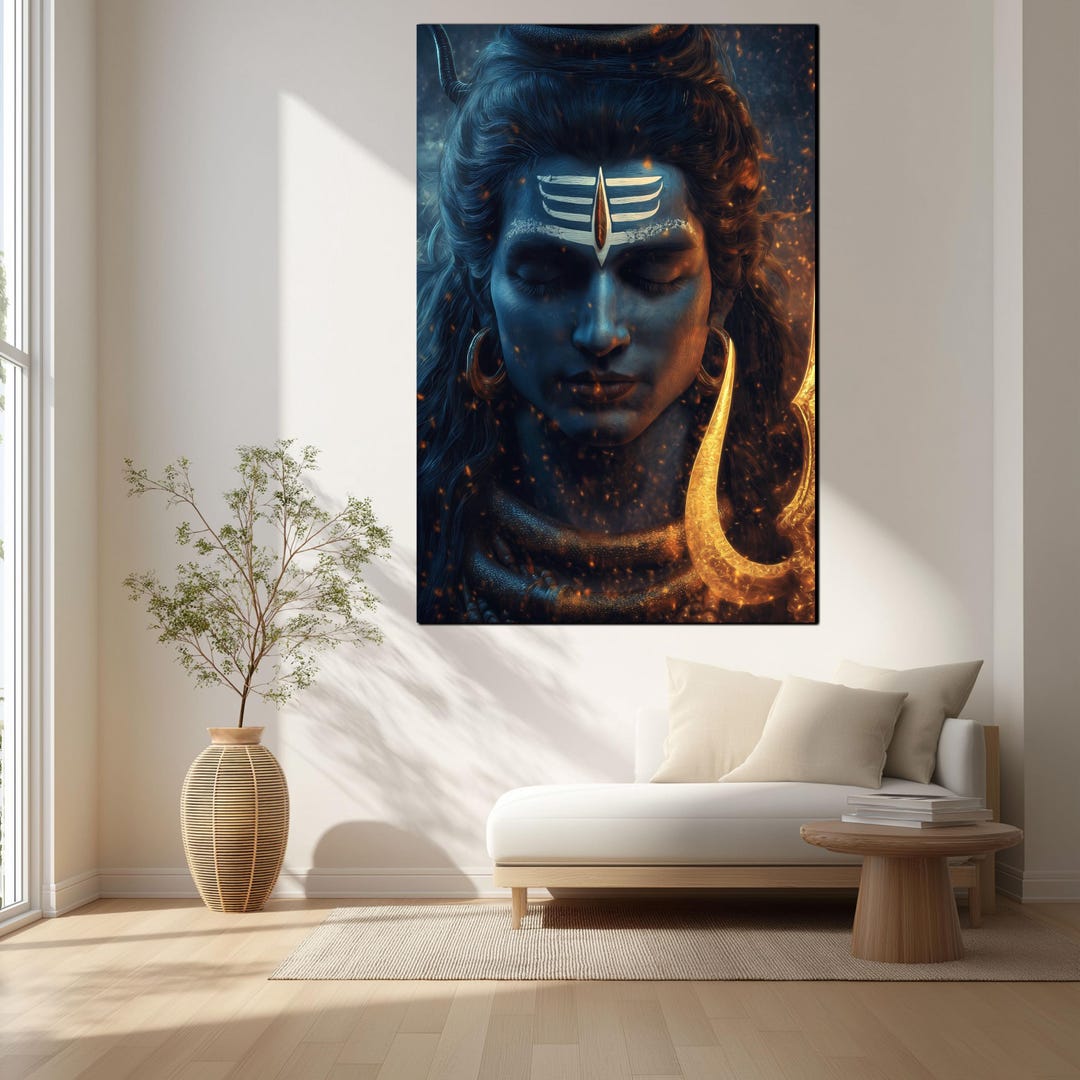 Lord Shiva Portrait Tempered Glass Wall Art - Hindu God Wall Decor ...