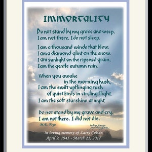 Do not stand at my grave & weep, personalized.  Memorial Sympathy Gift. Hand lettered print, by Jacqueline Shuler