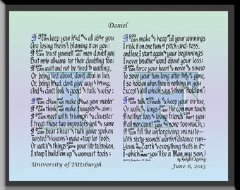 Custom If, by R.Kipling, Excellent gift for graduation or Bar Mitzvah, personalized free.